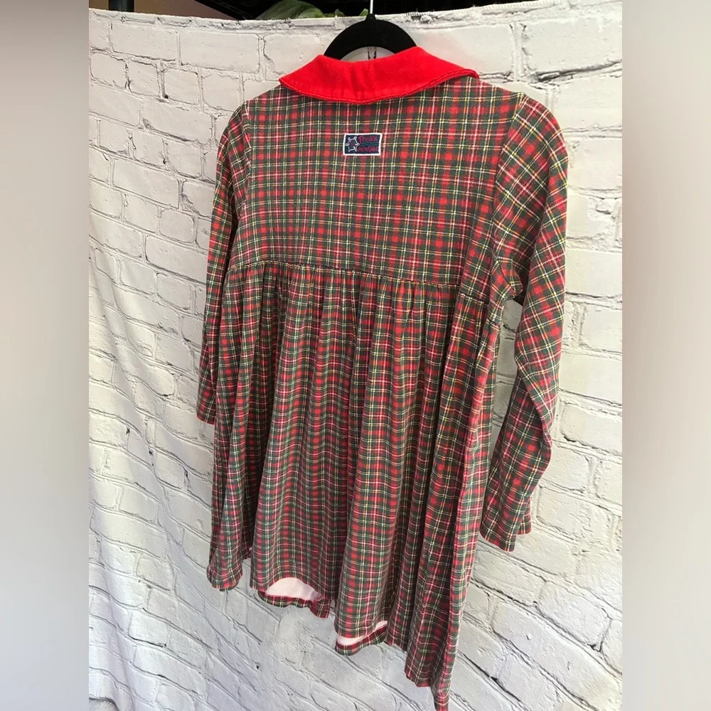 Vintage 90s Winnie the Pooh Plaid Winter Dress Girls 10/12 Rare Disney Red Green